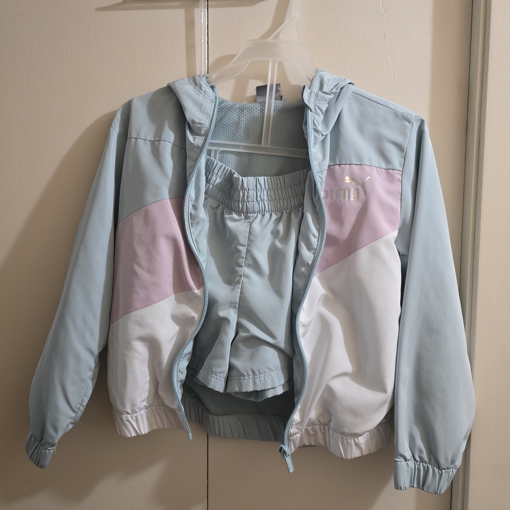Puma Kids Pastel Blue and Pink Shorts and Light Jacket